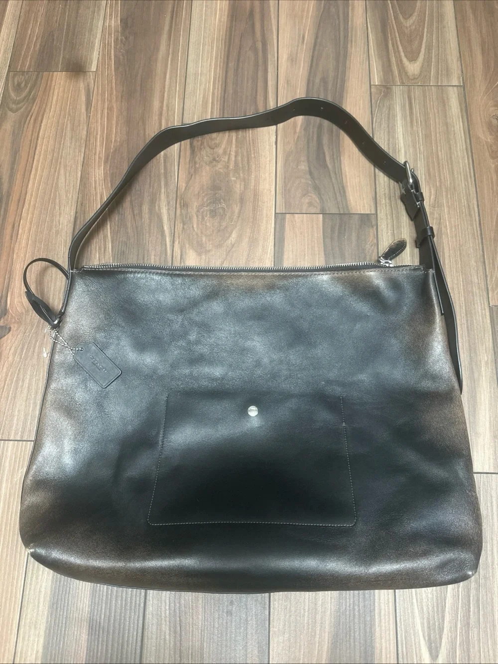 COACH Mott Messenger Bag In Loved Leather Black/Light Tan